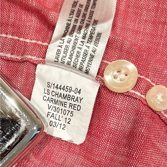 GAPkids LS Chambray Carmine Red roll up Sleeves Cotton Shirt Boy Sz M - Picture 9 of 11